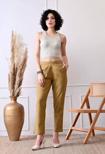 Coffee Brown Everyday Solid Airy Linen Cotton Pant