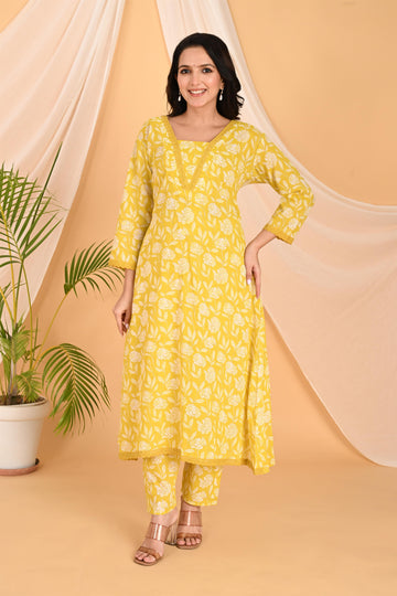 Yellow partywear kurta set