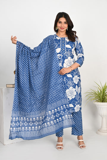 White and Blue kurta set