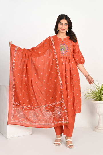 Brick Peacock kurta set