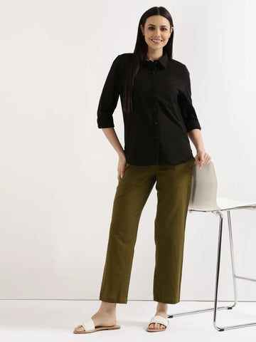 Lilac Everyday Solid Airy Linen Cotton Pant