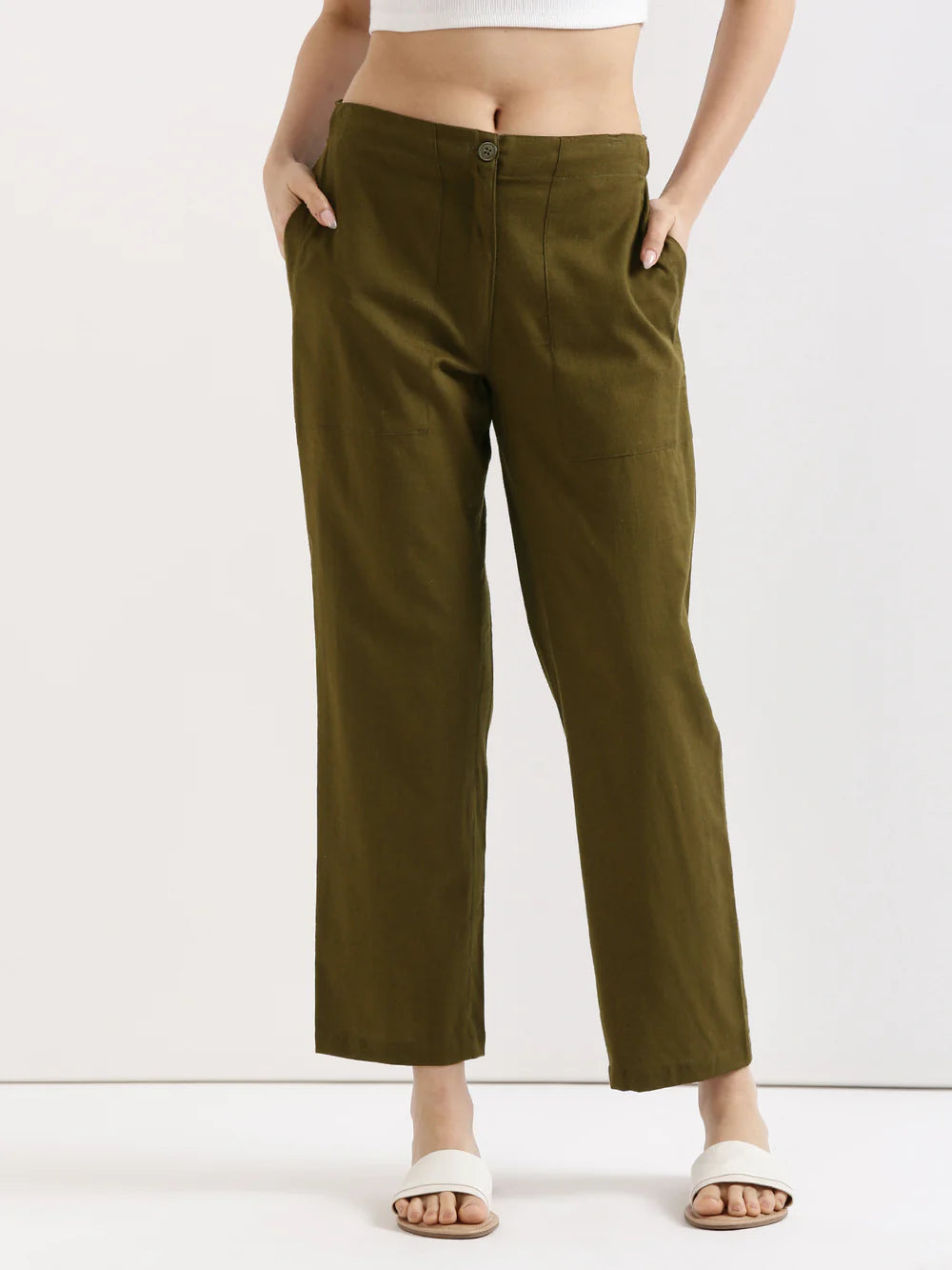 Lilac Everyday Solid Airy Linen Cotton Pant