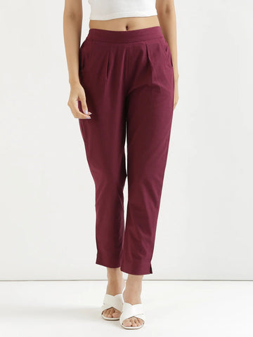 Wine Everyday Solid Airy Linen Cotton Pant