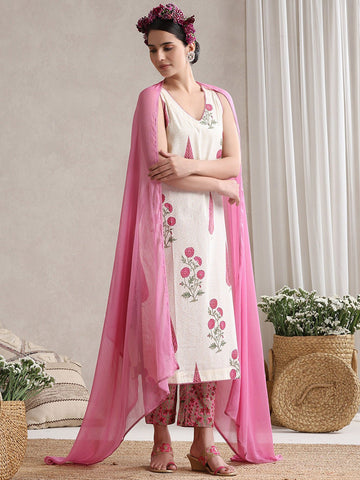 VBA Pink Cotton Sleeveless Pure Cotton Kurta Set
