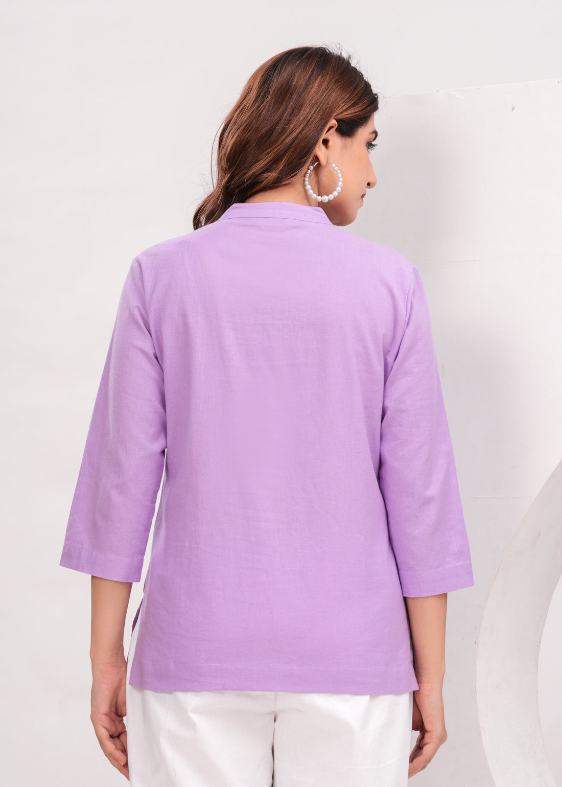 Purple Solid Linen Comfortable Short Kurta