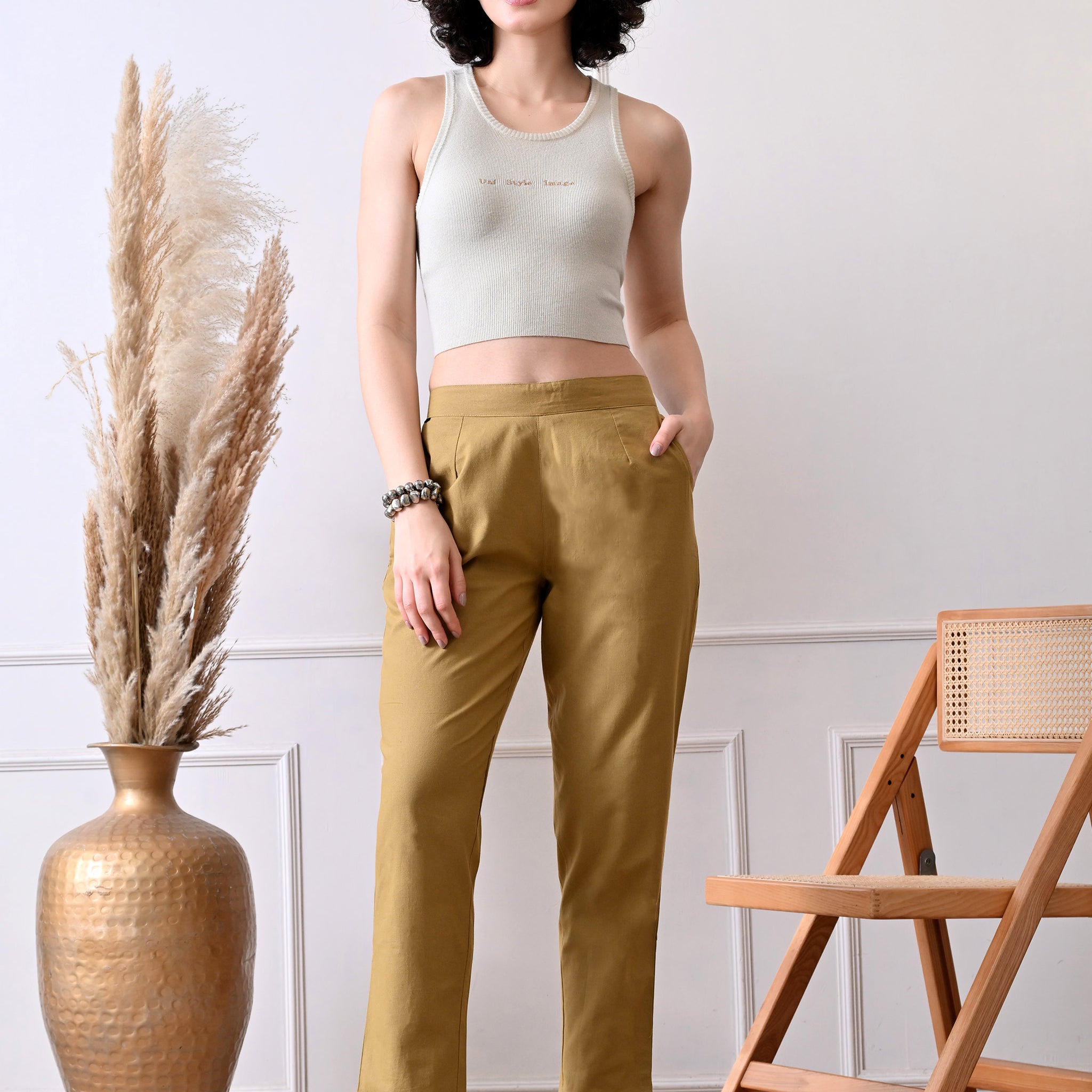 Coffee Brown Everyday Solid Airy Linen Cotton Pant