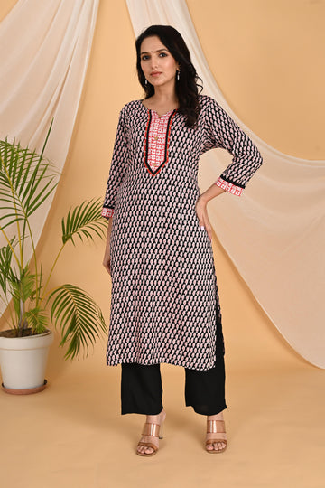 Red and black kurta set