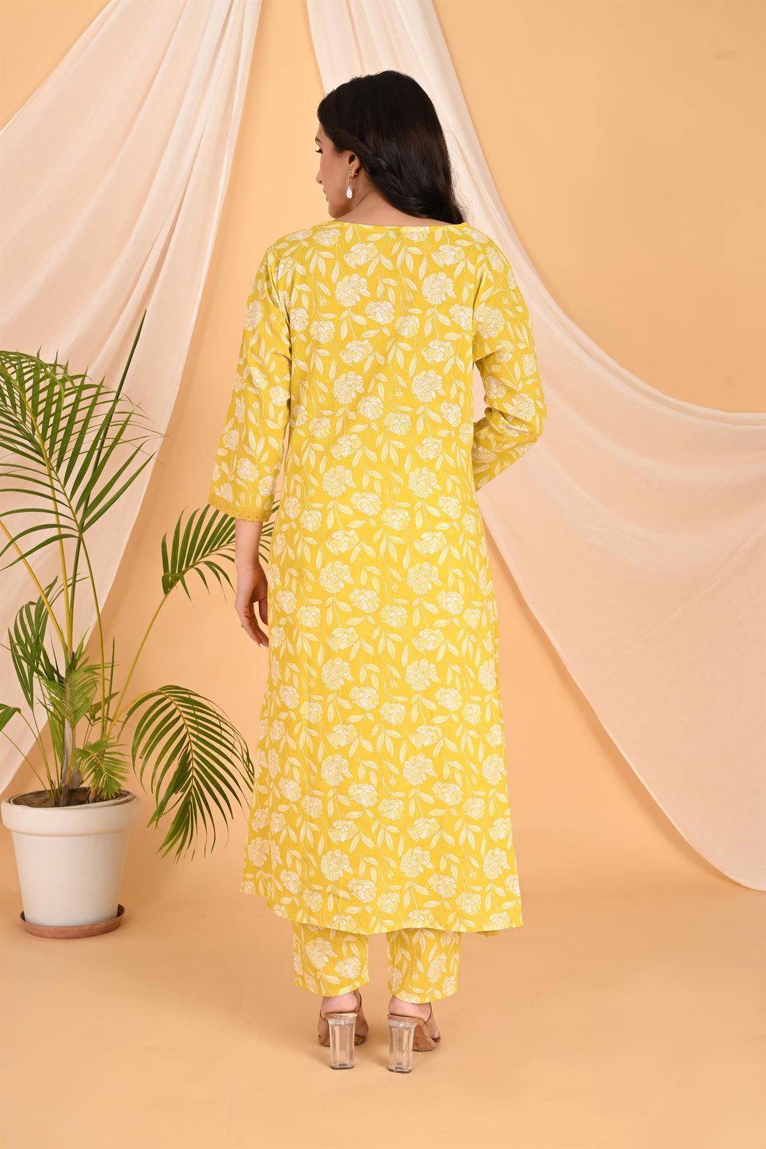 Yellow partywear kurta set
