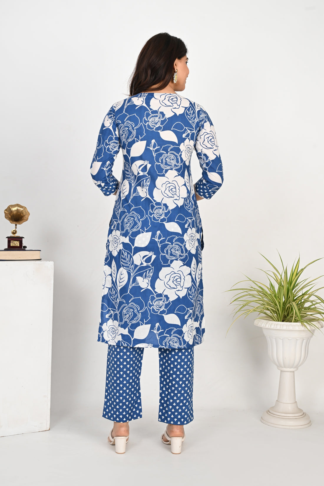 White and Blue kurta set
