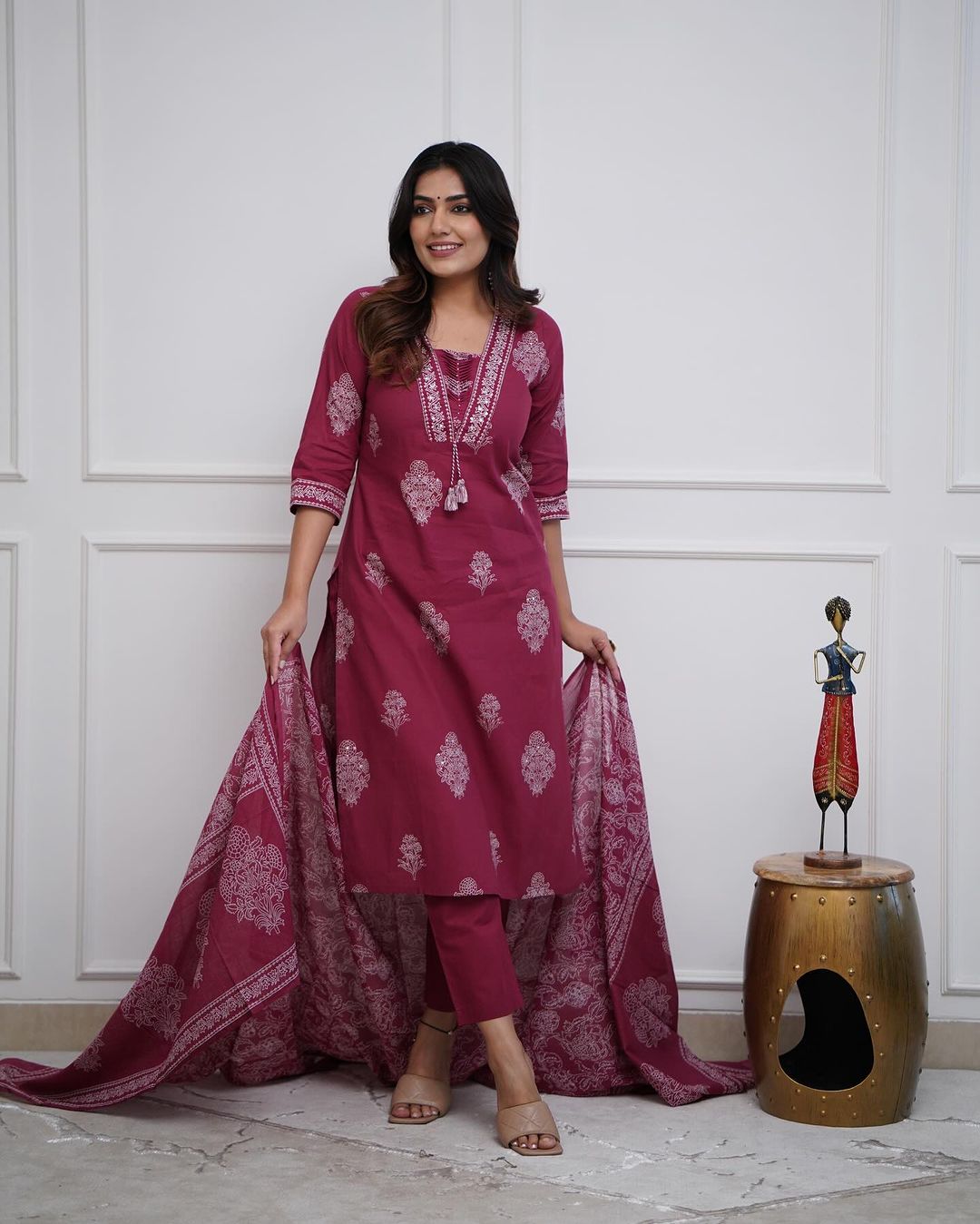 MAROON KURTA PENT WITH DUPATTA