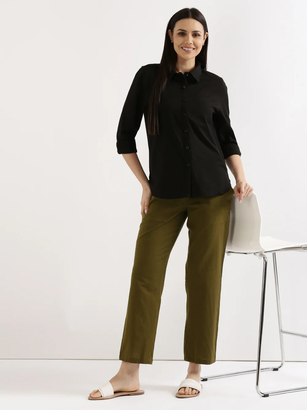 Lilac Everyday Solid Airy Linen Cotton Pant