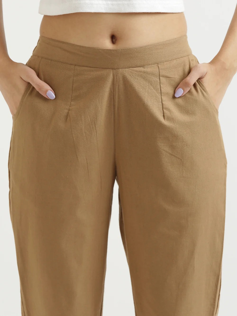 Coffee Brown Everyday Solid Airy Linen Cotton Pant